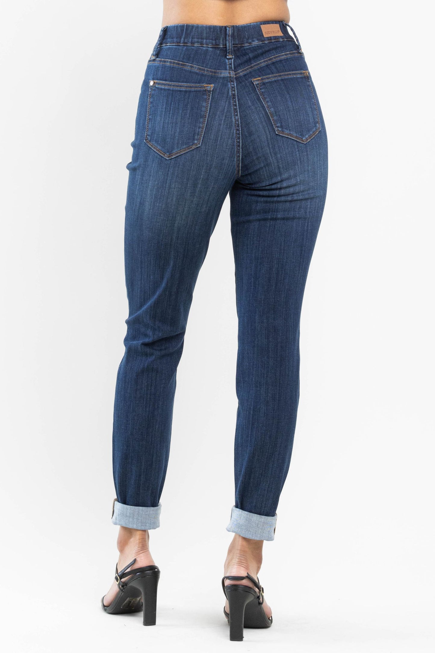 Judy Blue High Waist Pull On Slim Fit Cuffed Jeans