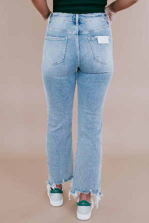 Cropped - Jolene Risen High Rise Straight Crop Jeans Light Wash