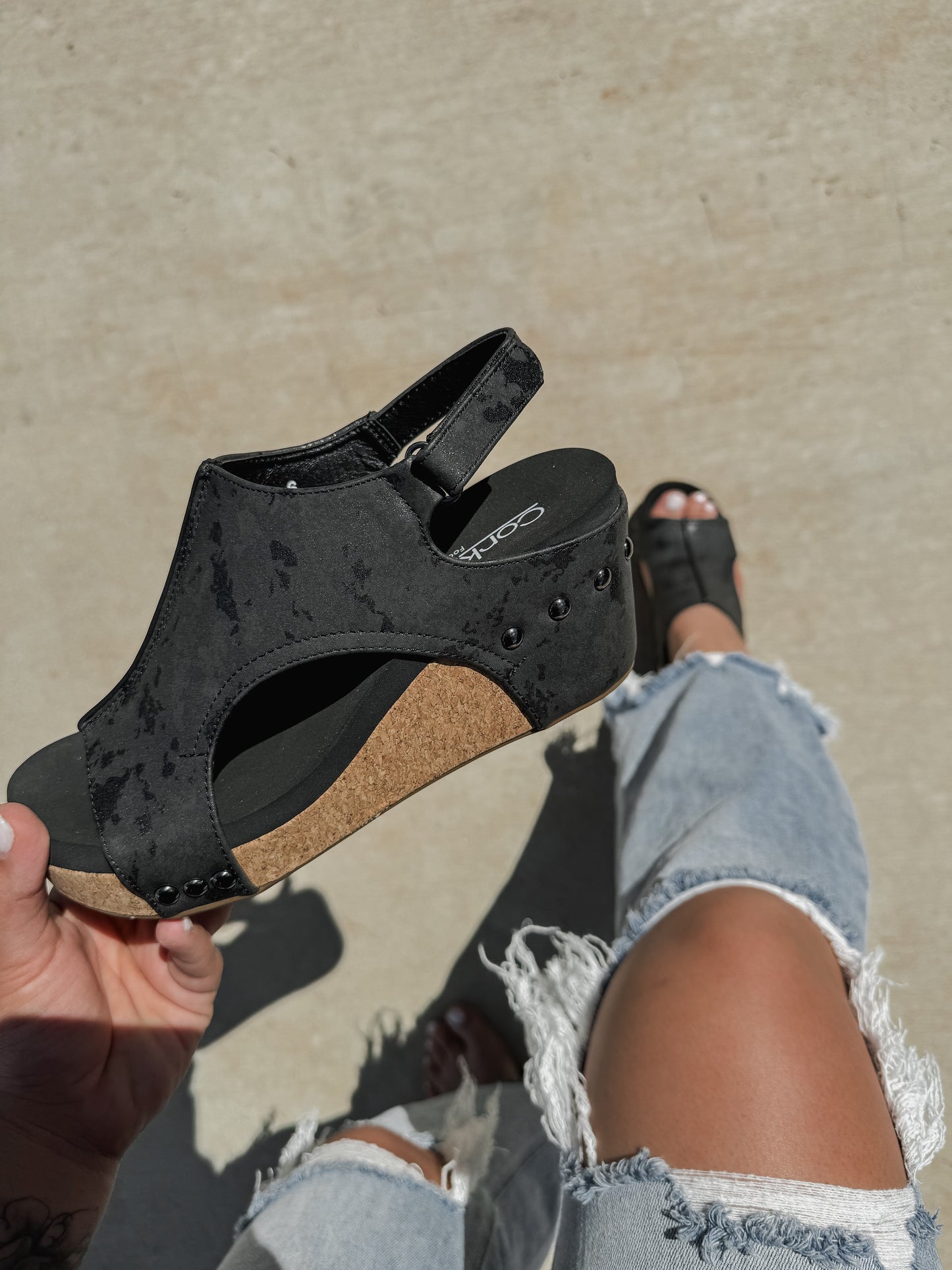 Corky's Black Metallic Carley Wedges