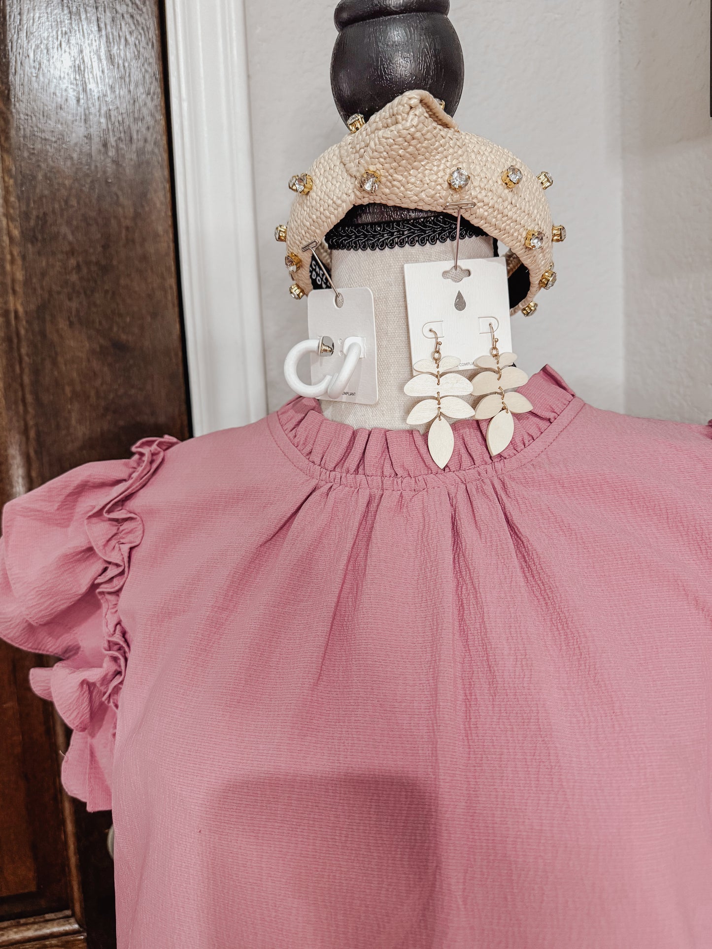 The Charlotte Muave Ruffle Neck Dress