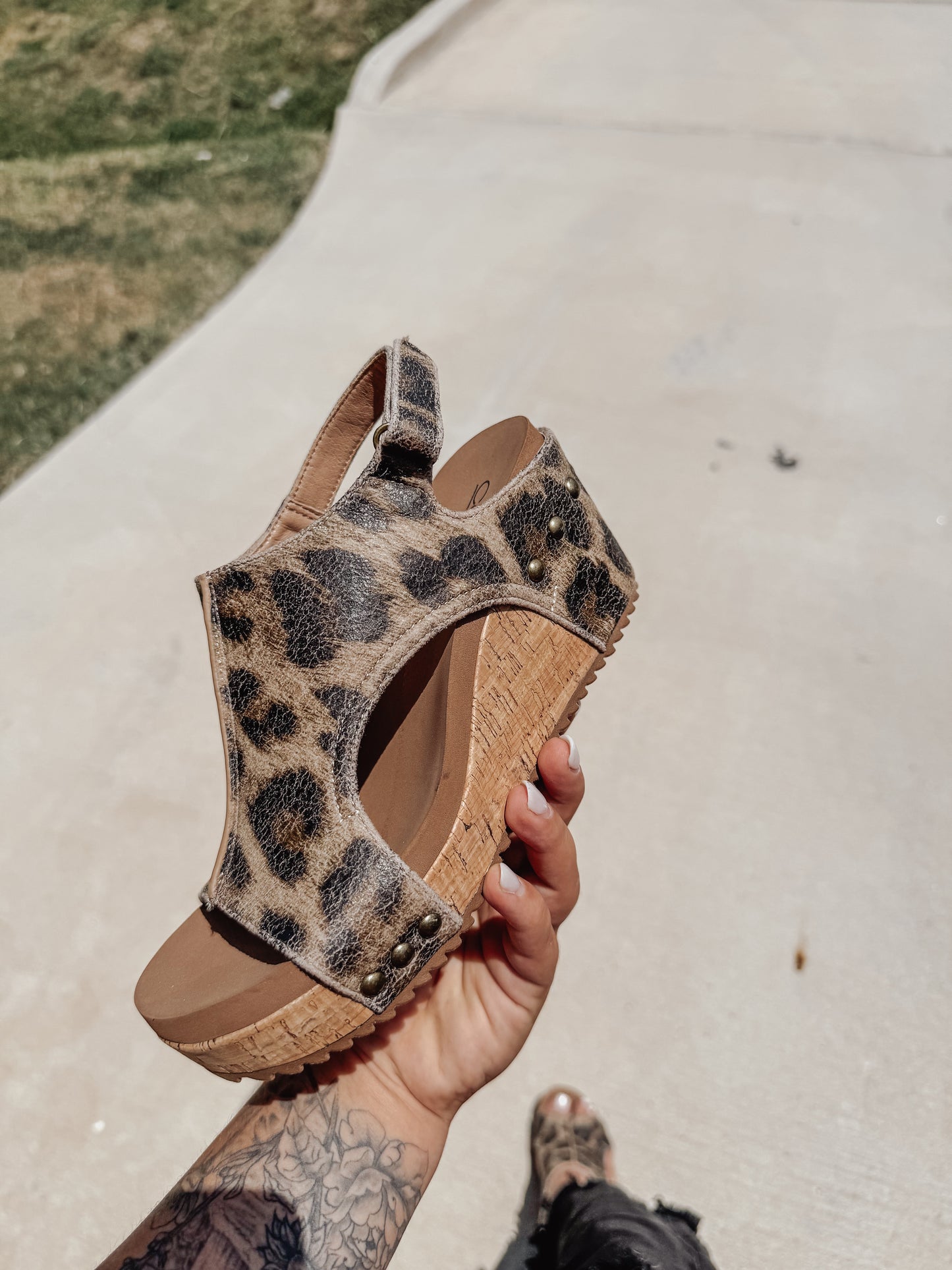 Corky's Washed Cognac Leopard Carley Wedges