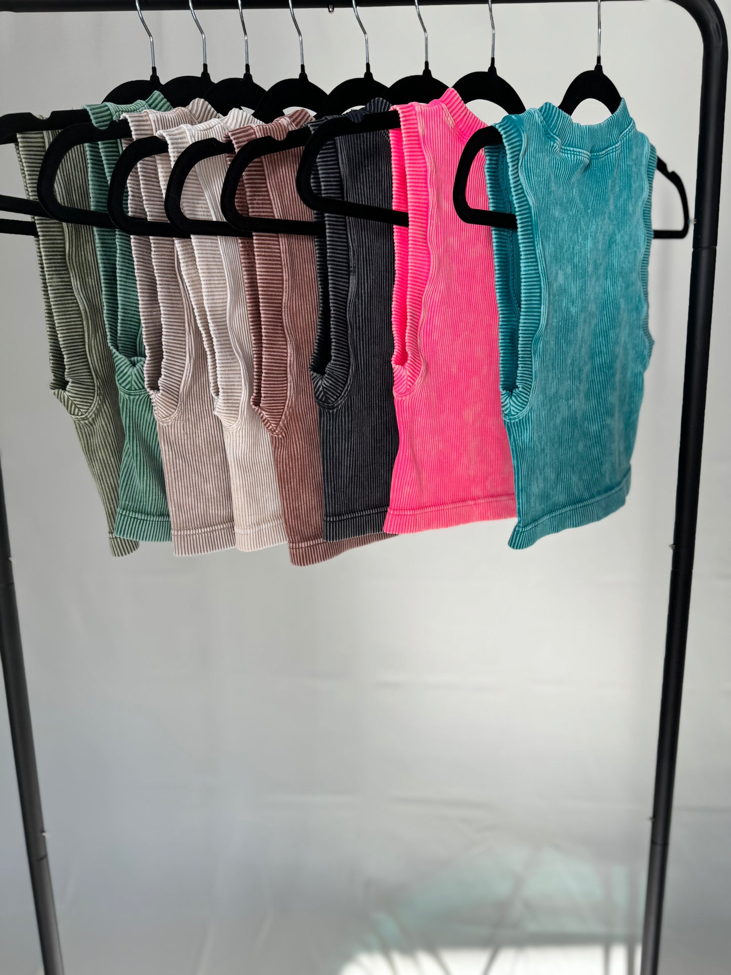 Stone Washed Ribbed Seamless Crop Top - 8 Colors!!