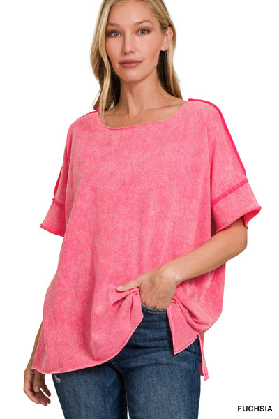 The Maine Washed French Terry Drop Shoulder Top