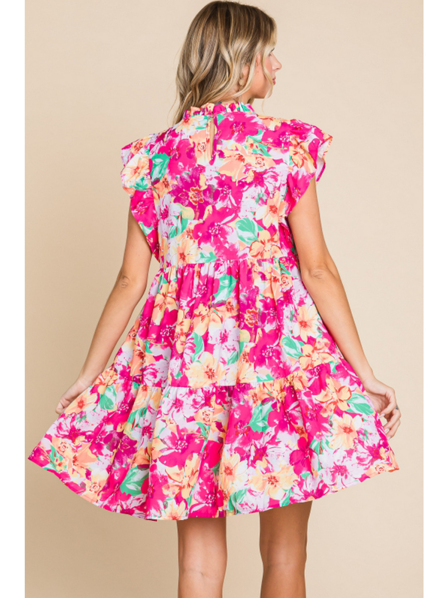The Lila Fuschia Mix Floral Print Dress