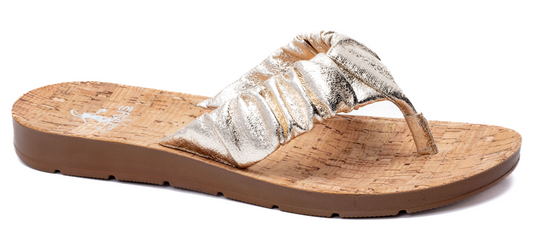 Corky’s Cool Off Flip Flop Sandal in Gold Crinkle Metallic