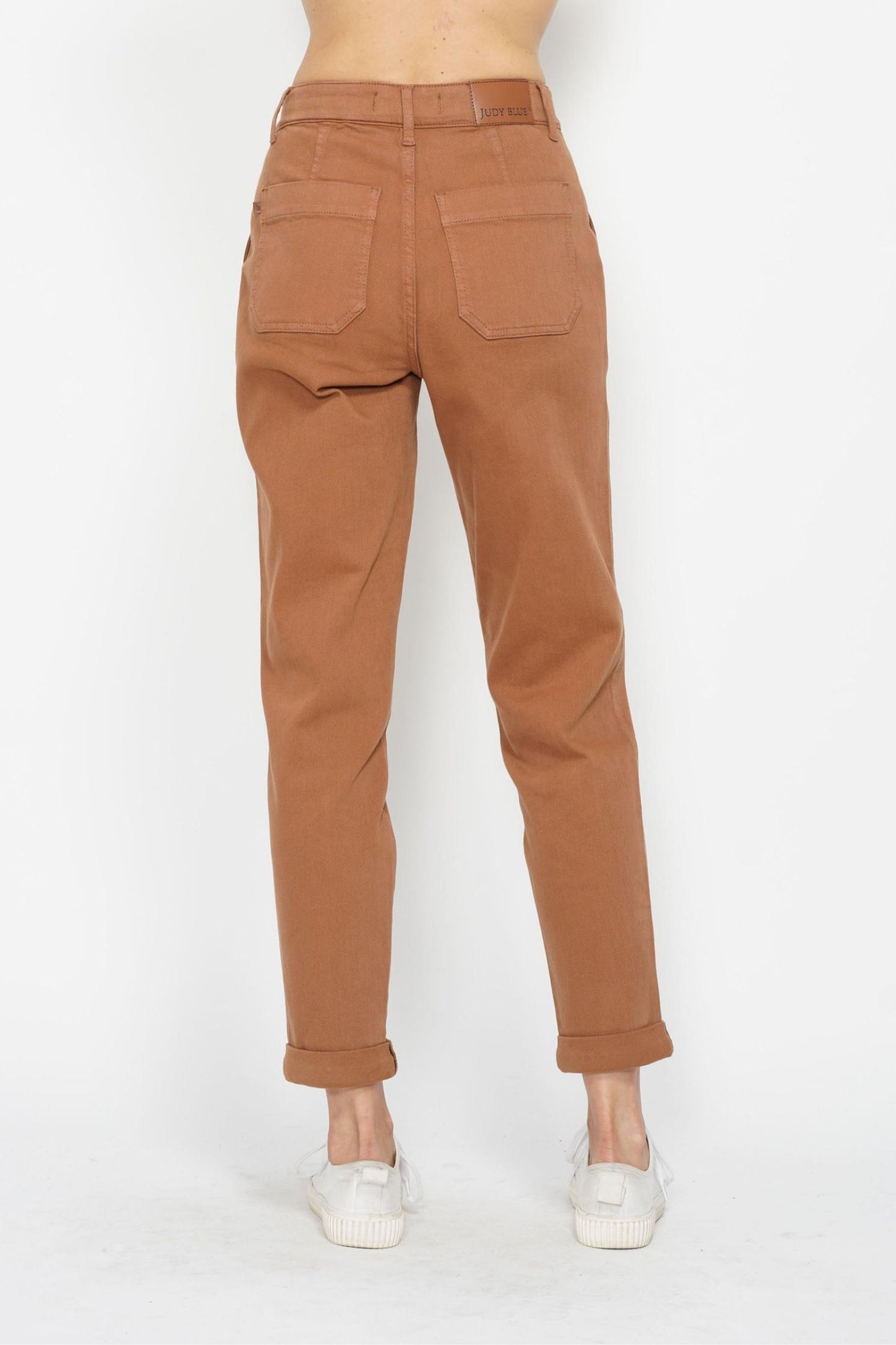 Judy Blue The Harper Relaxed Fit High Waist Cuffed Jogger in Camel