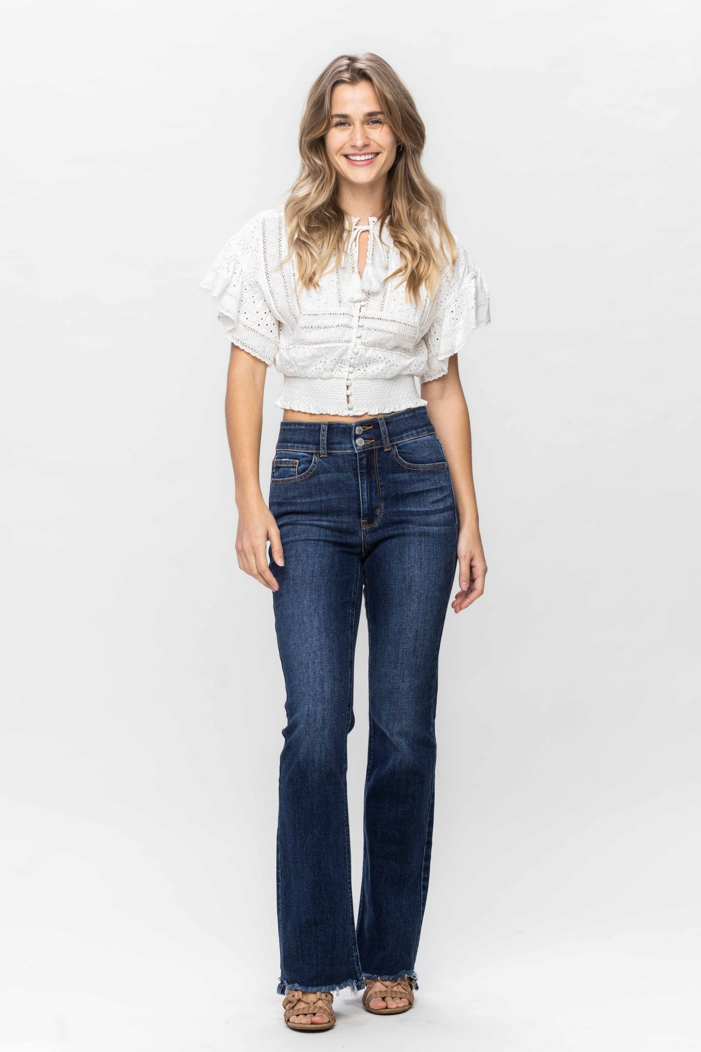 Judy Blue High Waist Vintage Frayed Hem Bootcut Jeans