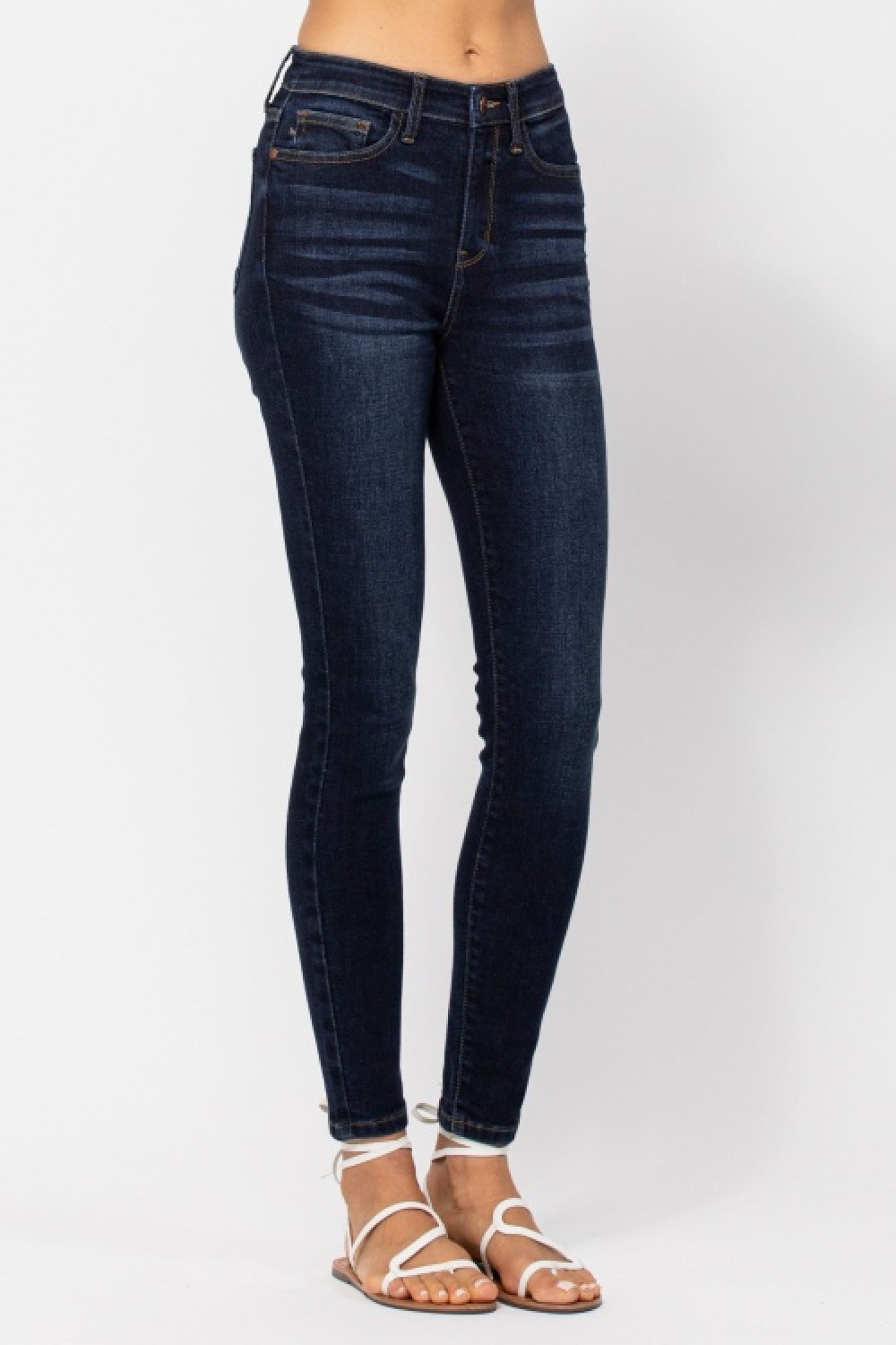 Judy Blue High Waist Non-Distressed Dark Wash Skinny Jeans