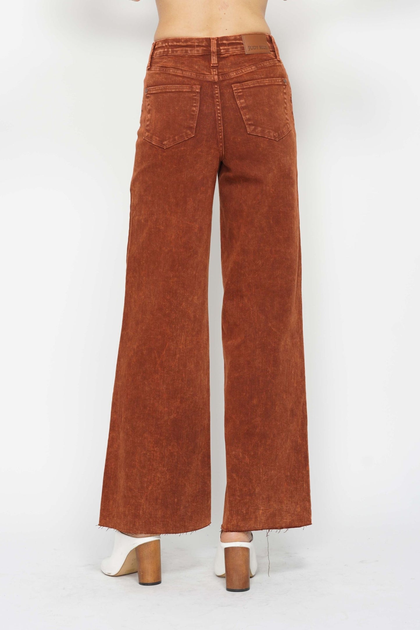 Judy Blue Pumpkin Spice High Waist Garment Dyed Retro Wide Leg Jeans