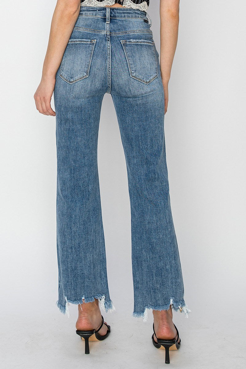 Jolene Risen High Rise Straight Crop Jeans in Medium Wash