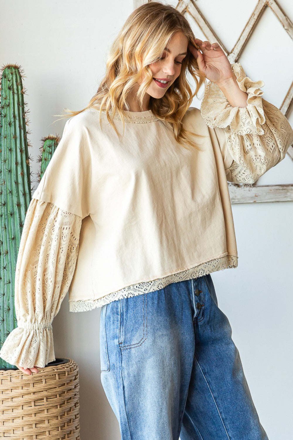 Lace Puff Sleeve Top