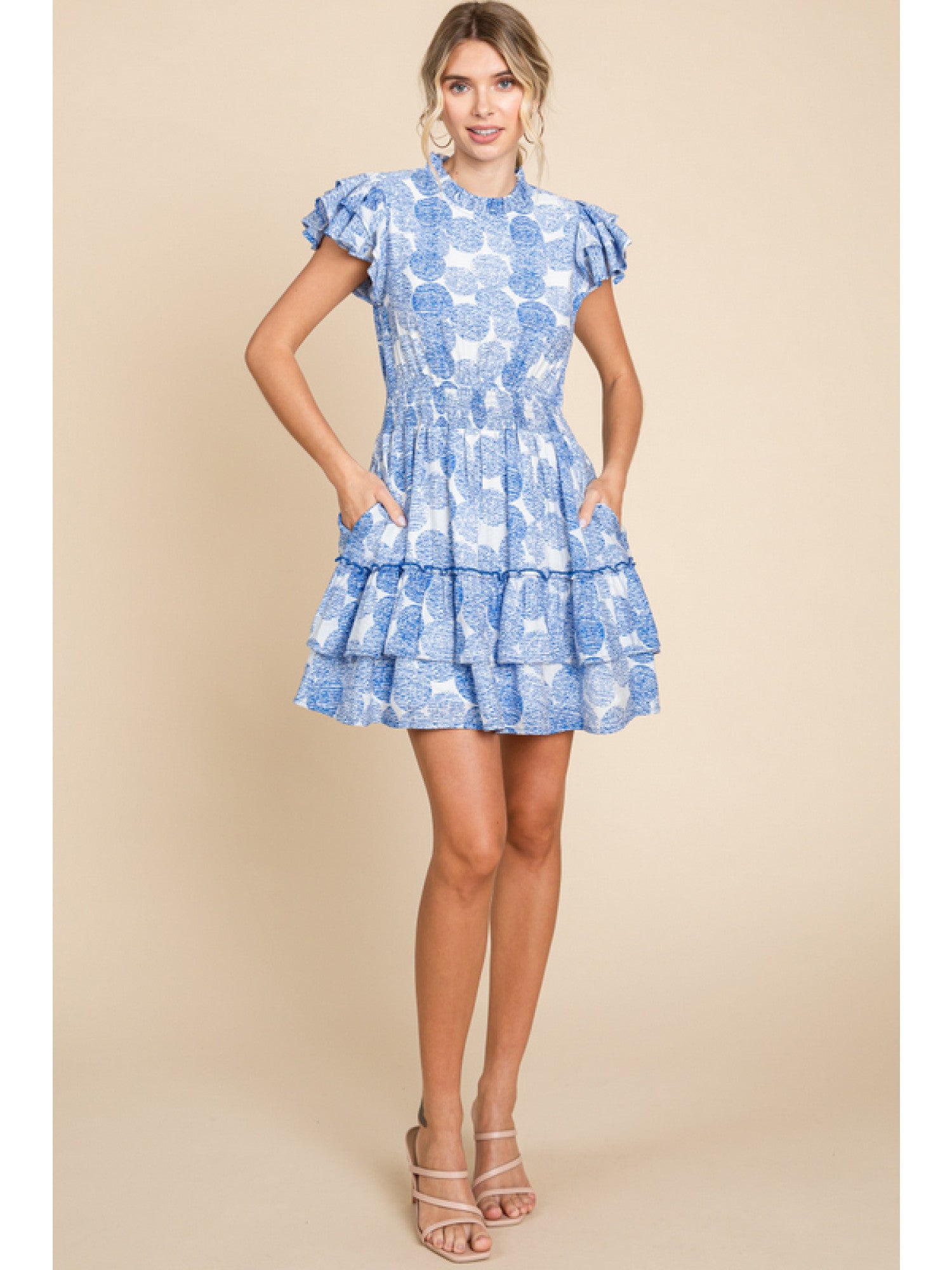 The Jess Layered Ruffle Print dress The Bluejacket Boutique LLC The Jess Layered Ruffle Print dress The Bluejacket Boutique LLC