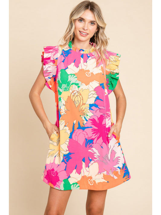 The Brooklin Hot Pink Mix Flower Print Dress