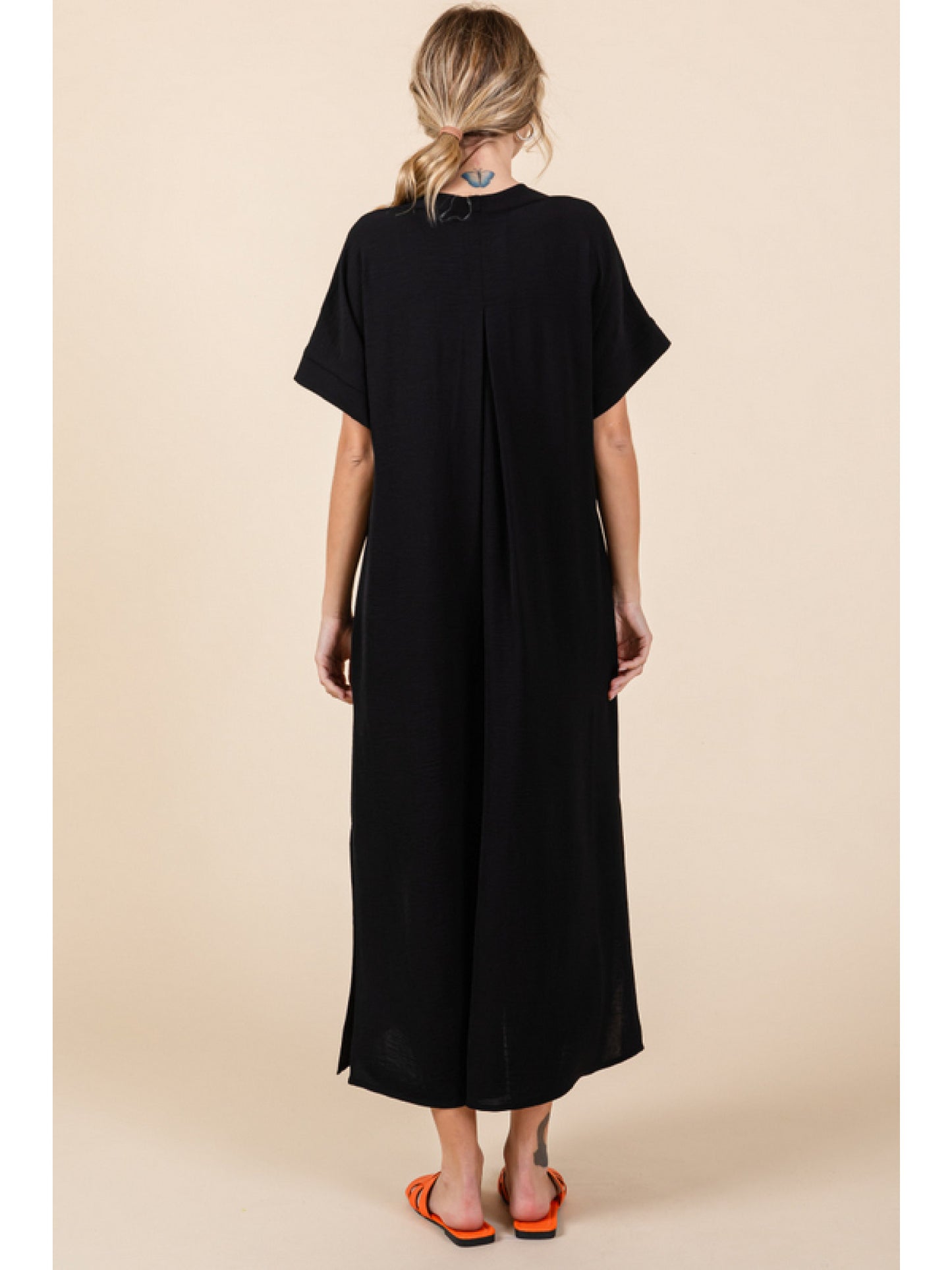 The Avery Black Midi Dress