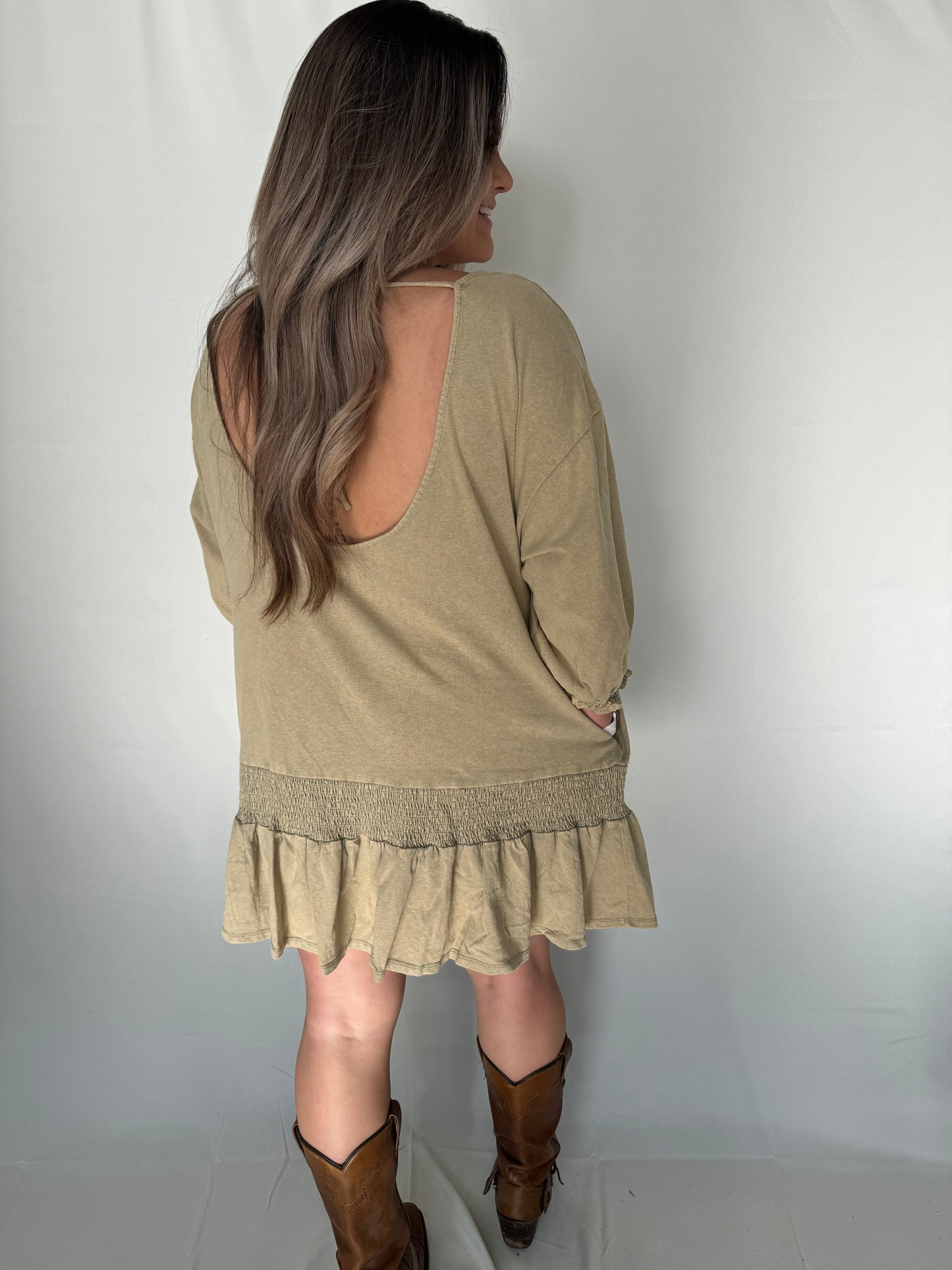 Mineral Wash Low Back Dress