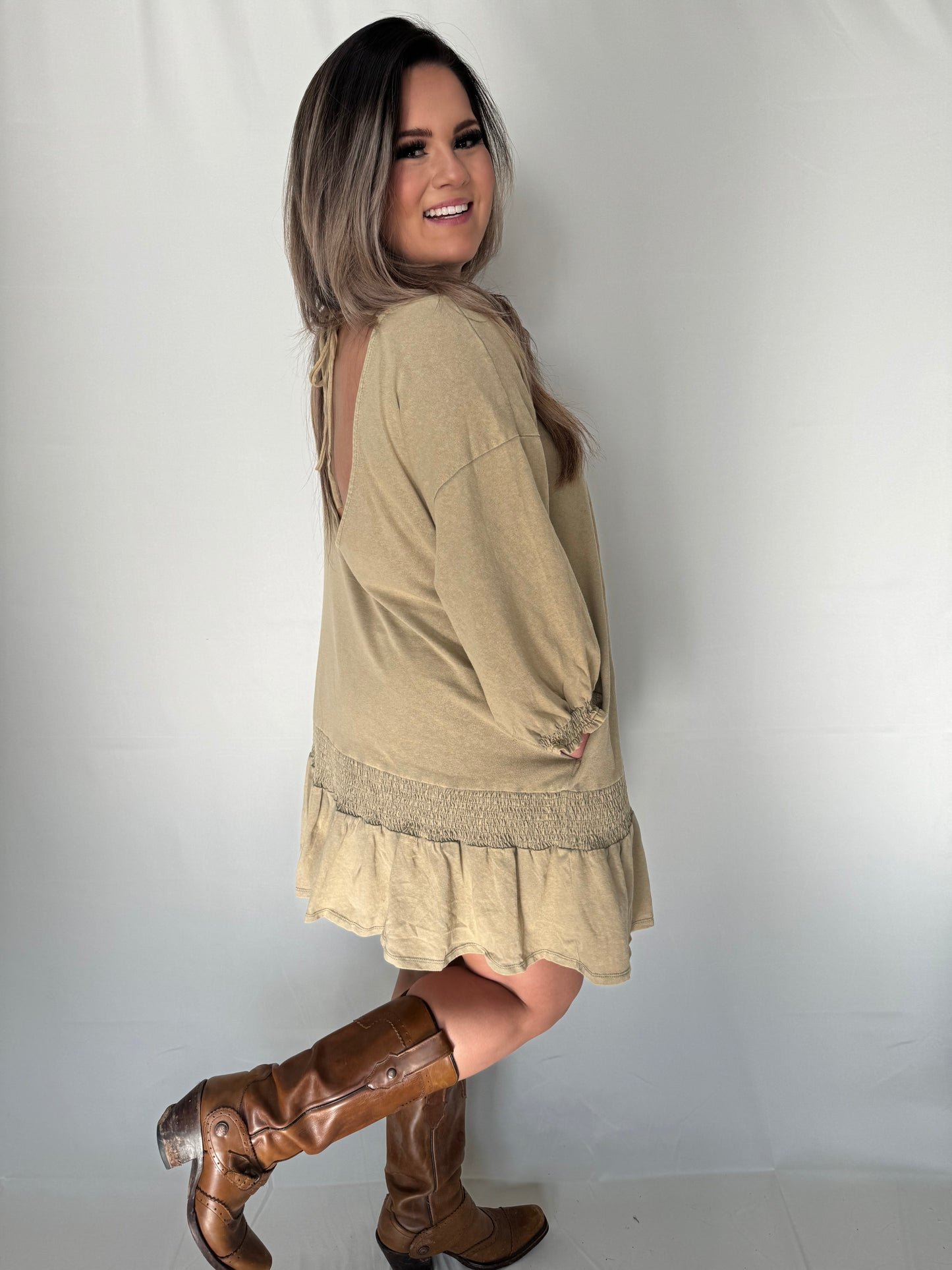 Mineral Wash Low Back Dress