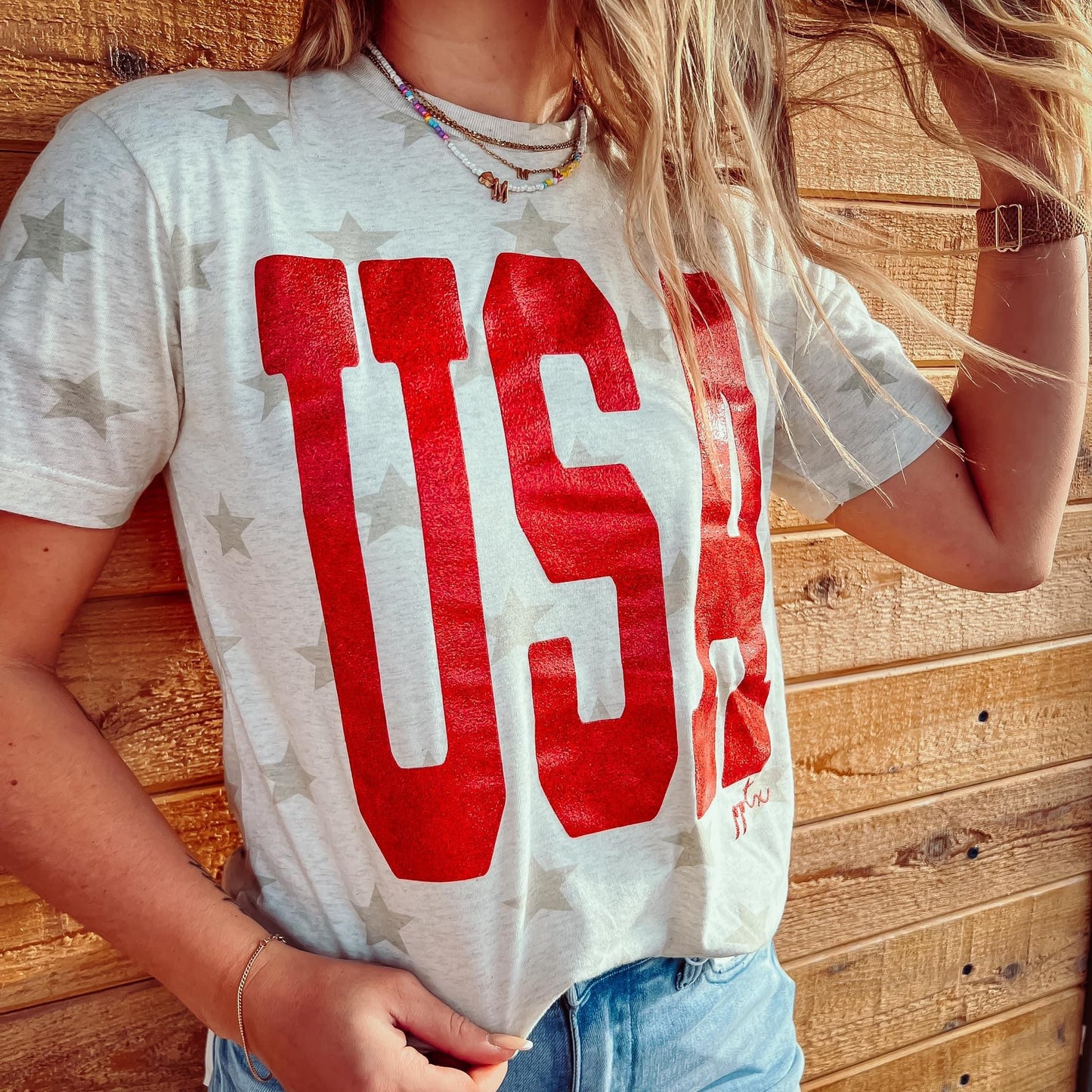 USA Glitter Star Tee