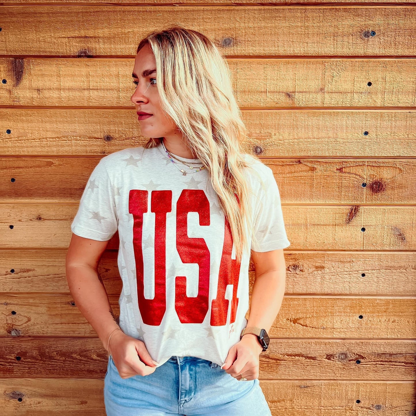 USA Glitter Star Tee