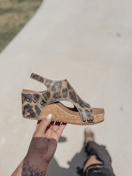 Corky's Washed Cognac Leopard Carley Wedges