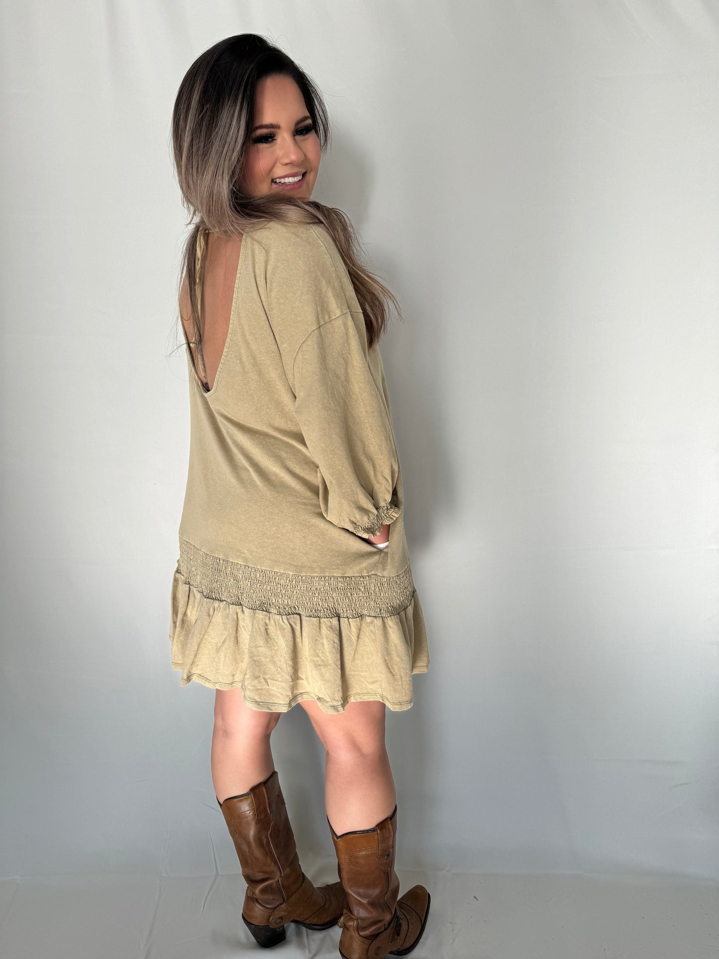 Mineral Wash Low Back Dress