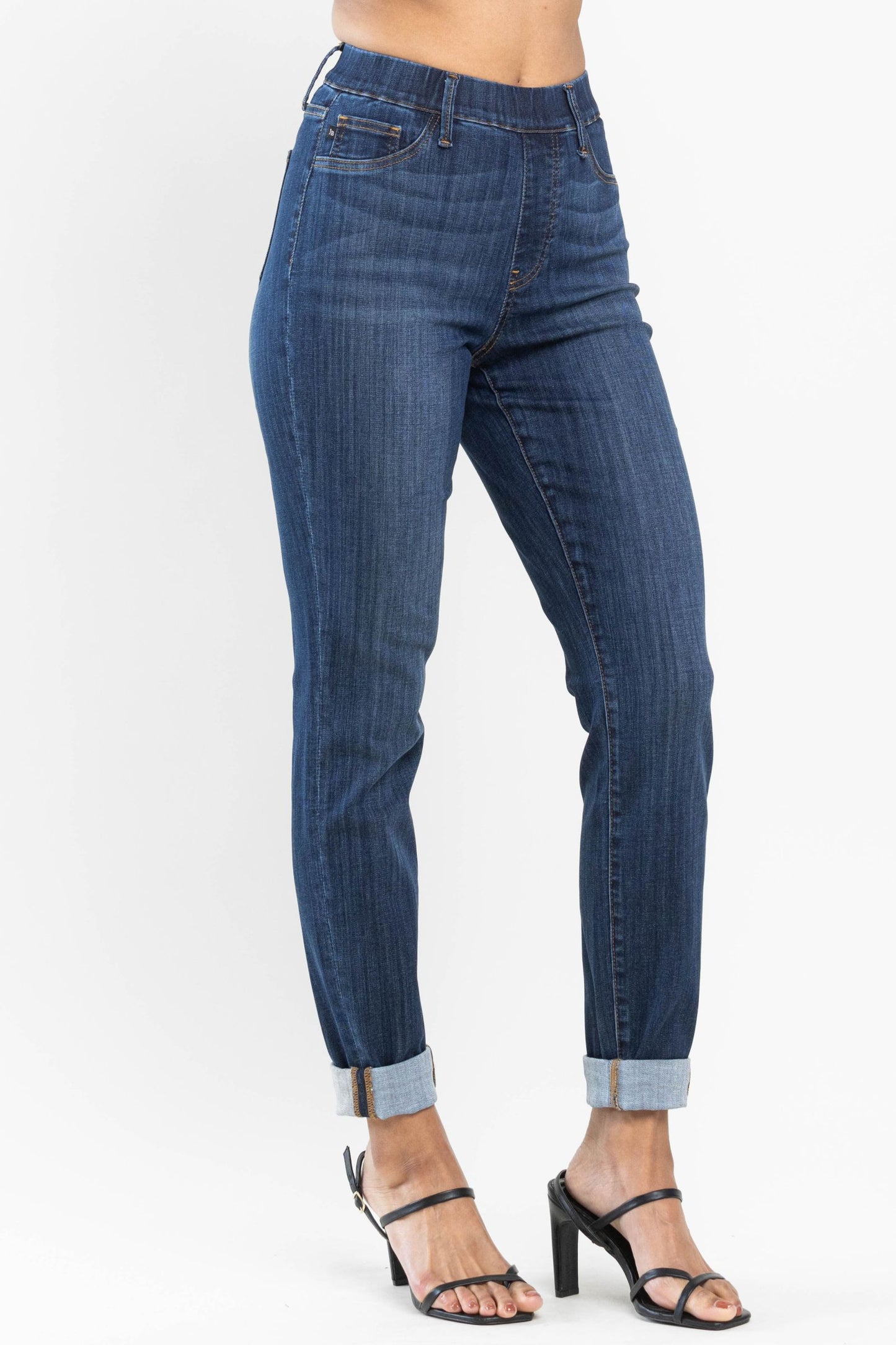 Judy Blue High Waist Pull On Slim Fit Cuffed Jeans