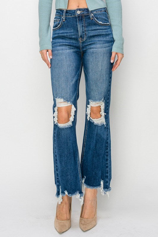 Jolene High Rise Straight Crop Jeans in Dark Wash