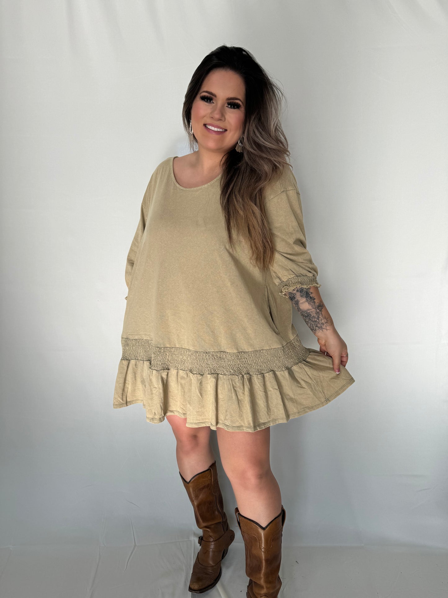 Mineral Wash Low Back Dress