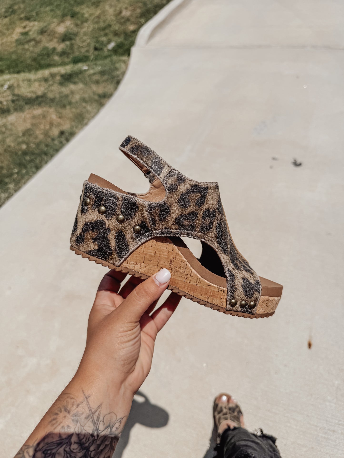 Corky's Washed Cognac Leopard Carley Wedges