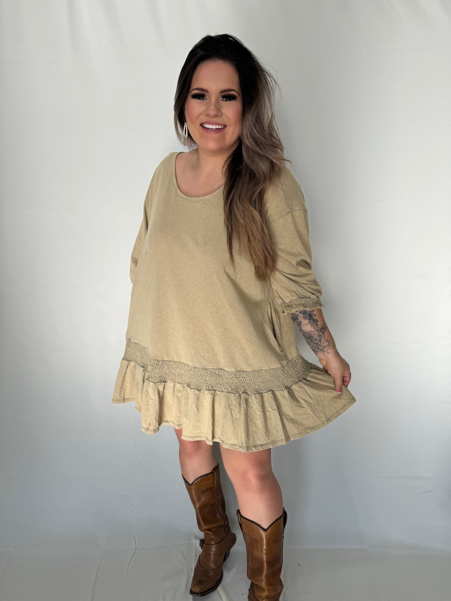 Mineral Wash Low Back Dress