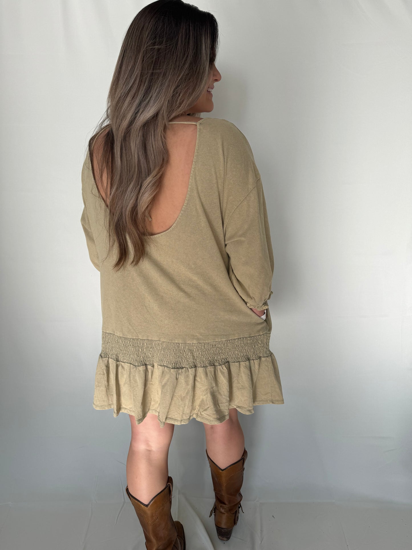 Mineral Wash Low Back Dress