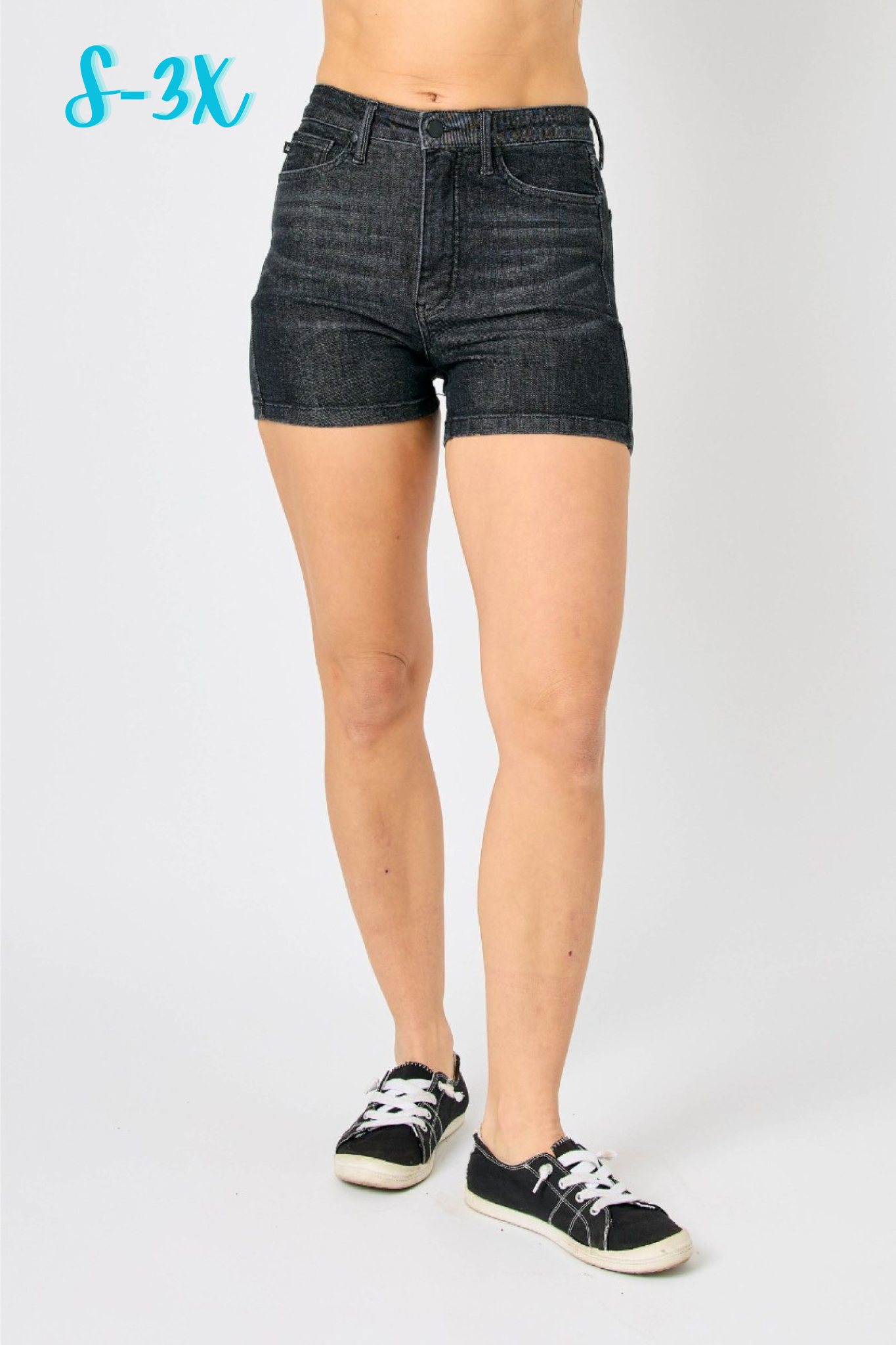 Judy Blue Black Washed High Waist Tummy Control Shorts