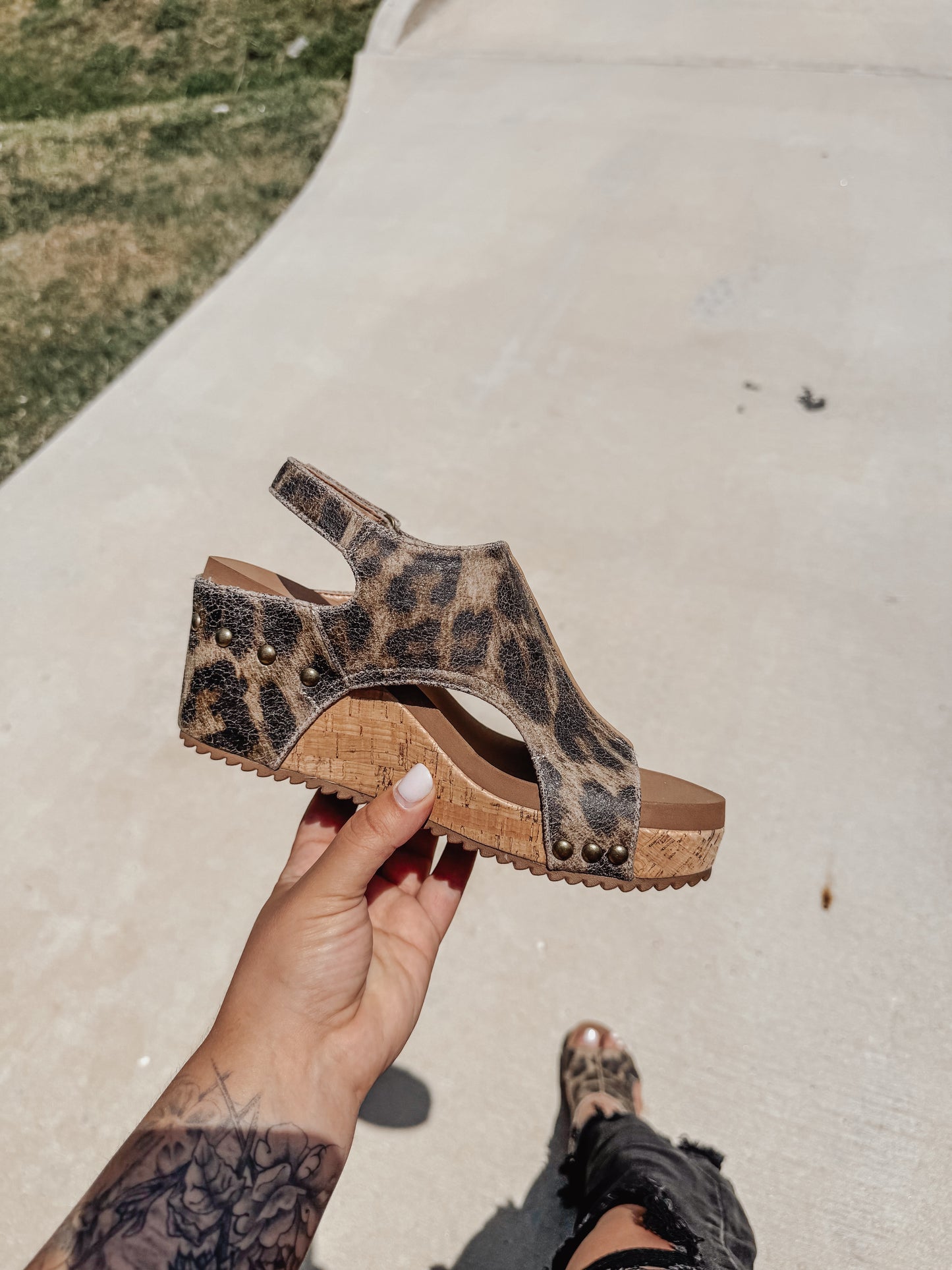 Corky's Washed Cognac Leopard Carley Wedges