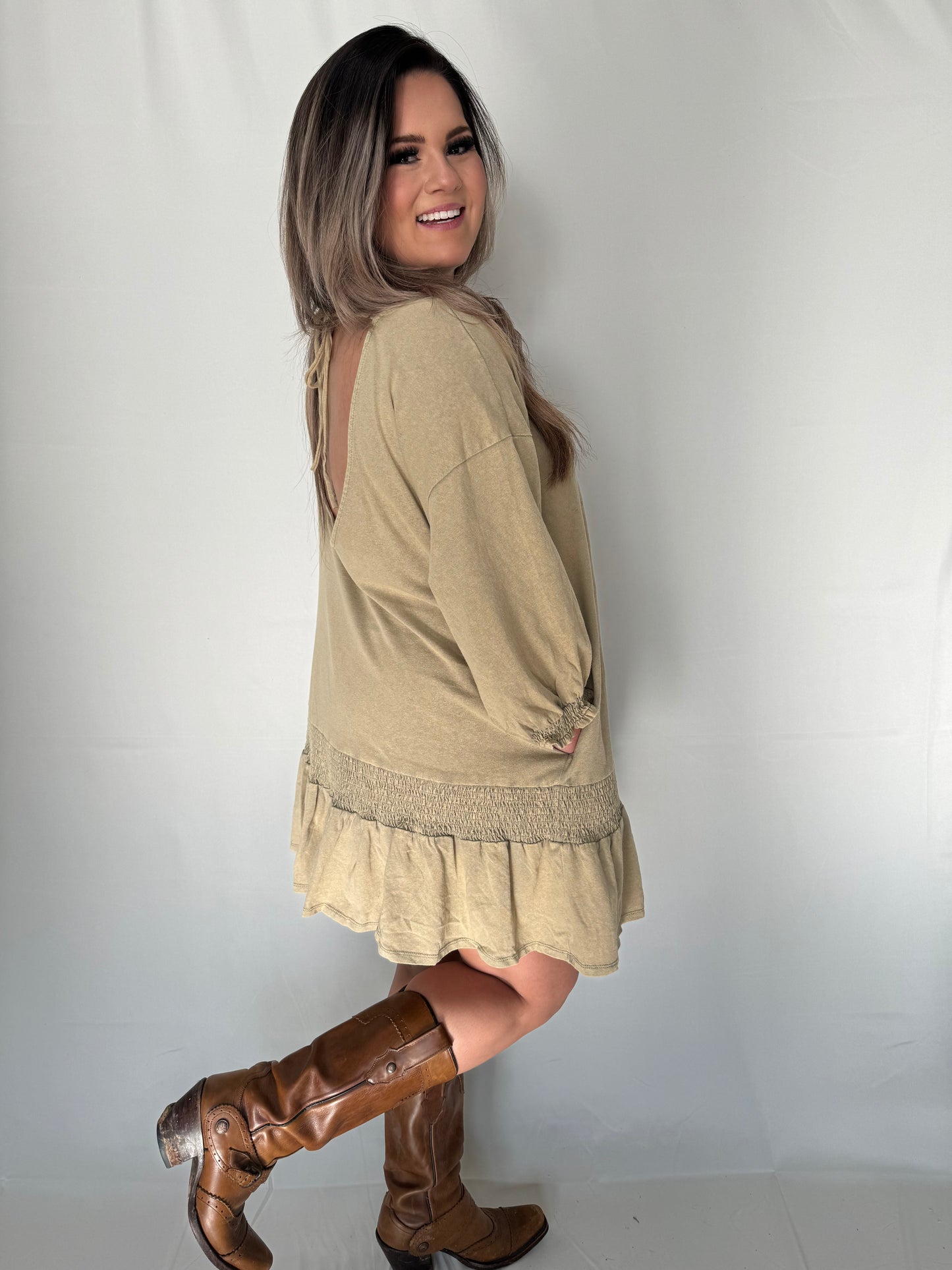 Mineral Wash Low Back Dress