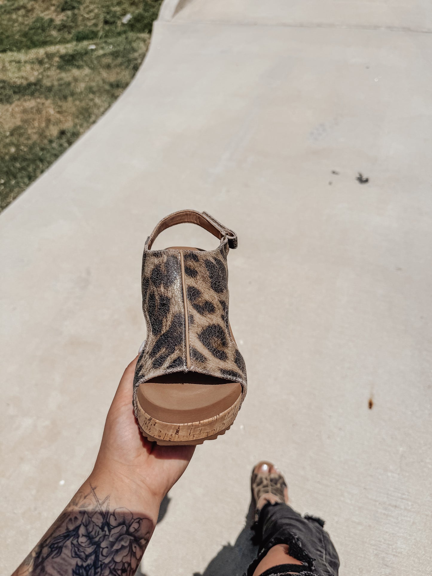 Corky's Washed Cognac Leopard Carley Wedges