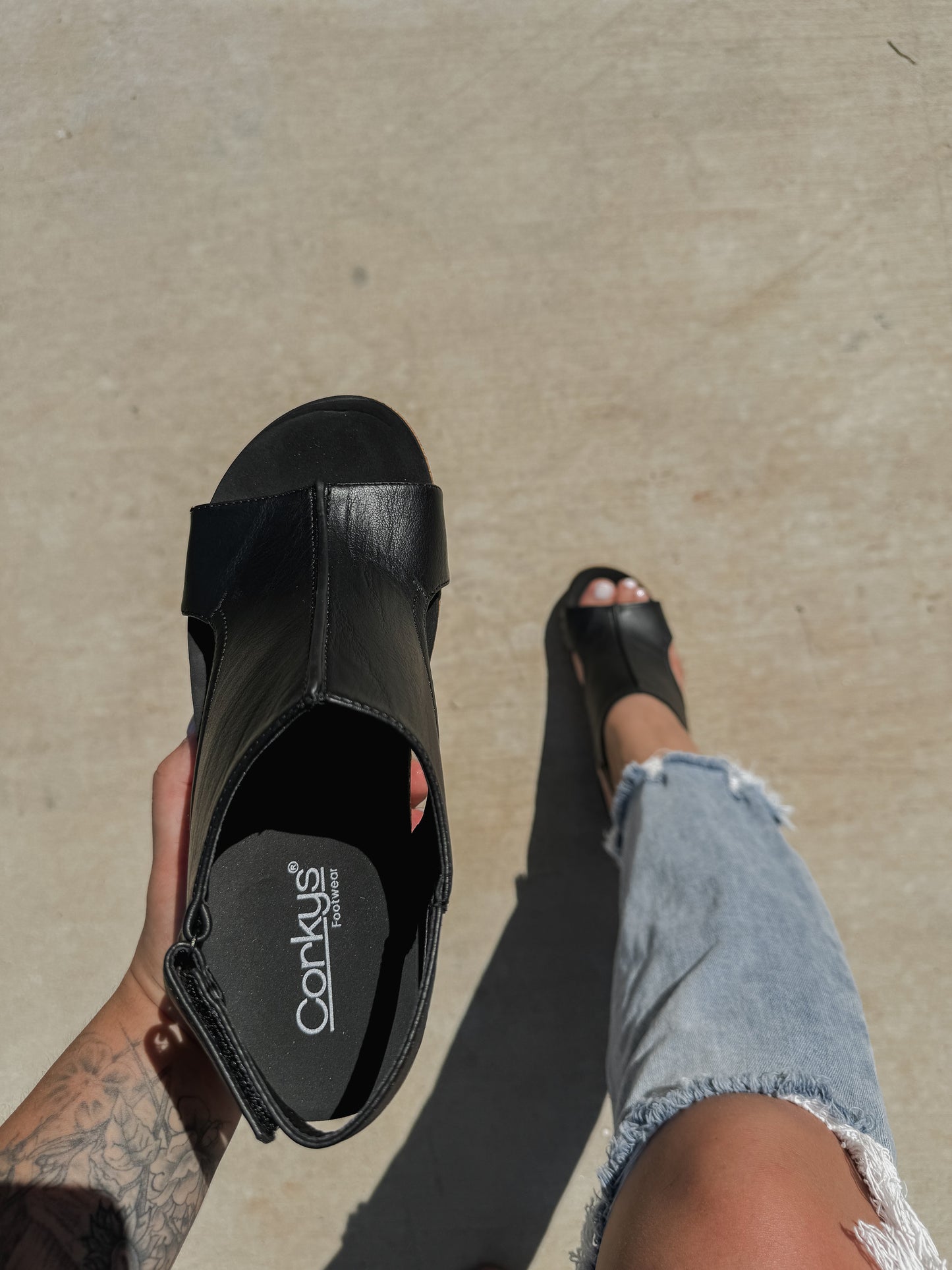 Corky's Black Smooth Carley Wedges