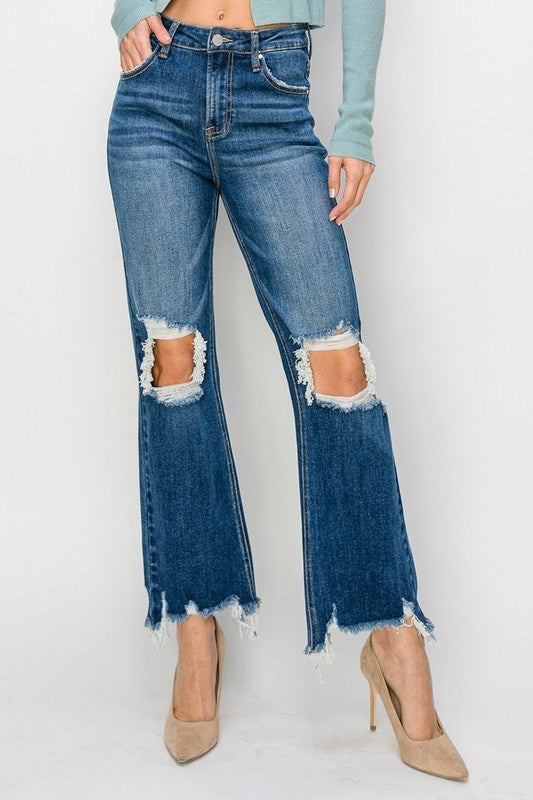 Jolene High Rise Straight Crop Jeans in Dark Wash