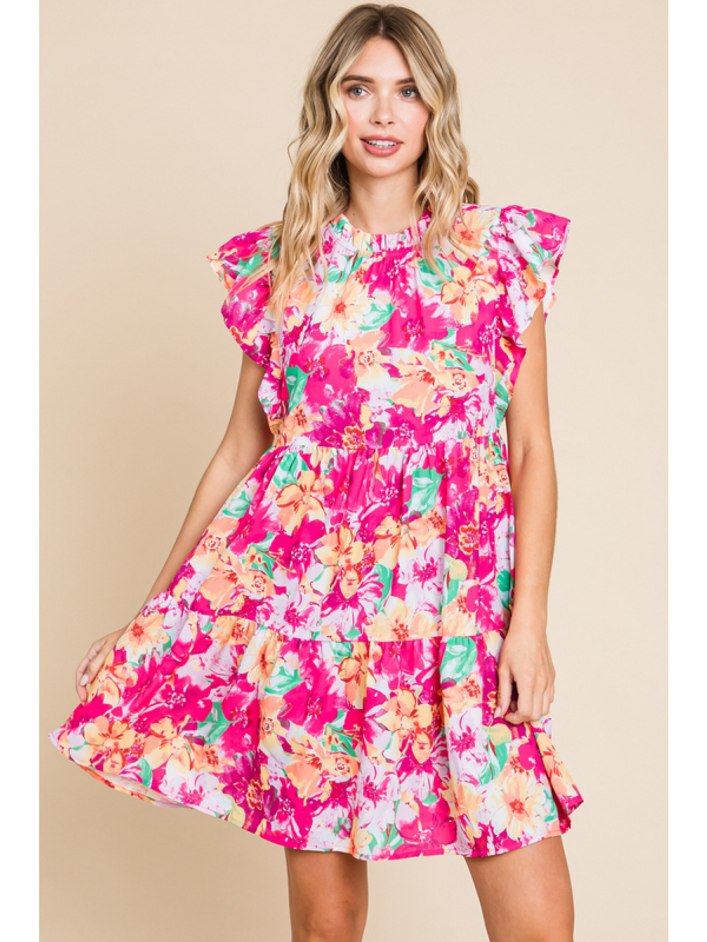 The Lila Fuschia Mix Floral Print Dress