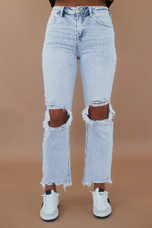 Jolene Risen High Rise Straight Crop Jeans in Acid Light