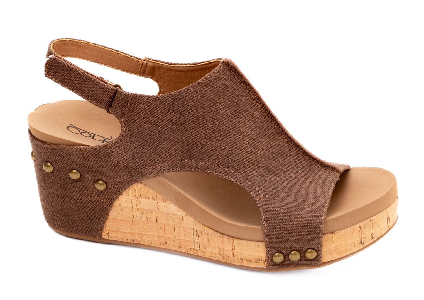 Corky's Brown Washed Canvas Carley Wedges