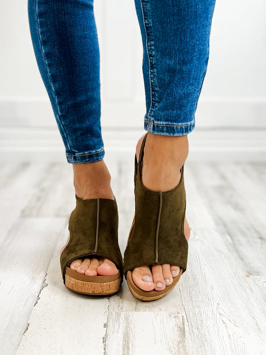 Corky's Khaki Faux Suede Carley Wedges