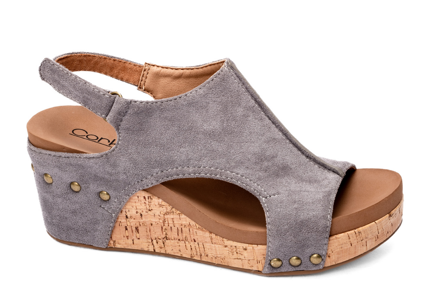 Corky's Light Grey Faux Suede Carley Wedges