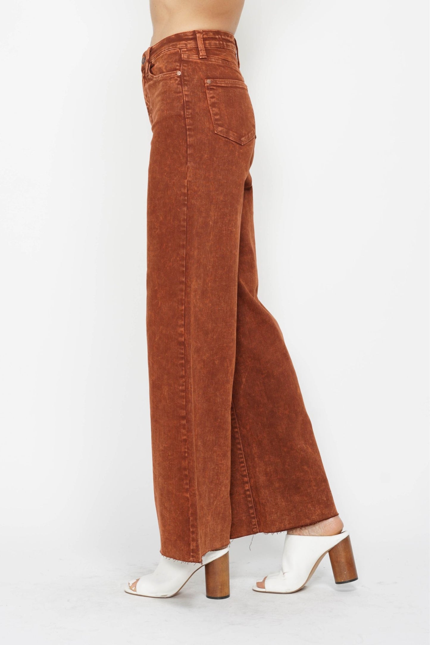 Judy Blue Pumpkin Spice High Waist Garment Dyed Retro Wide Leg Jeans