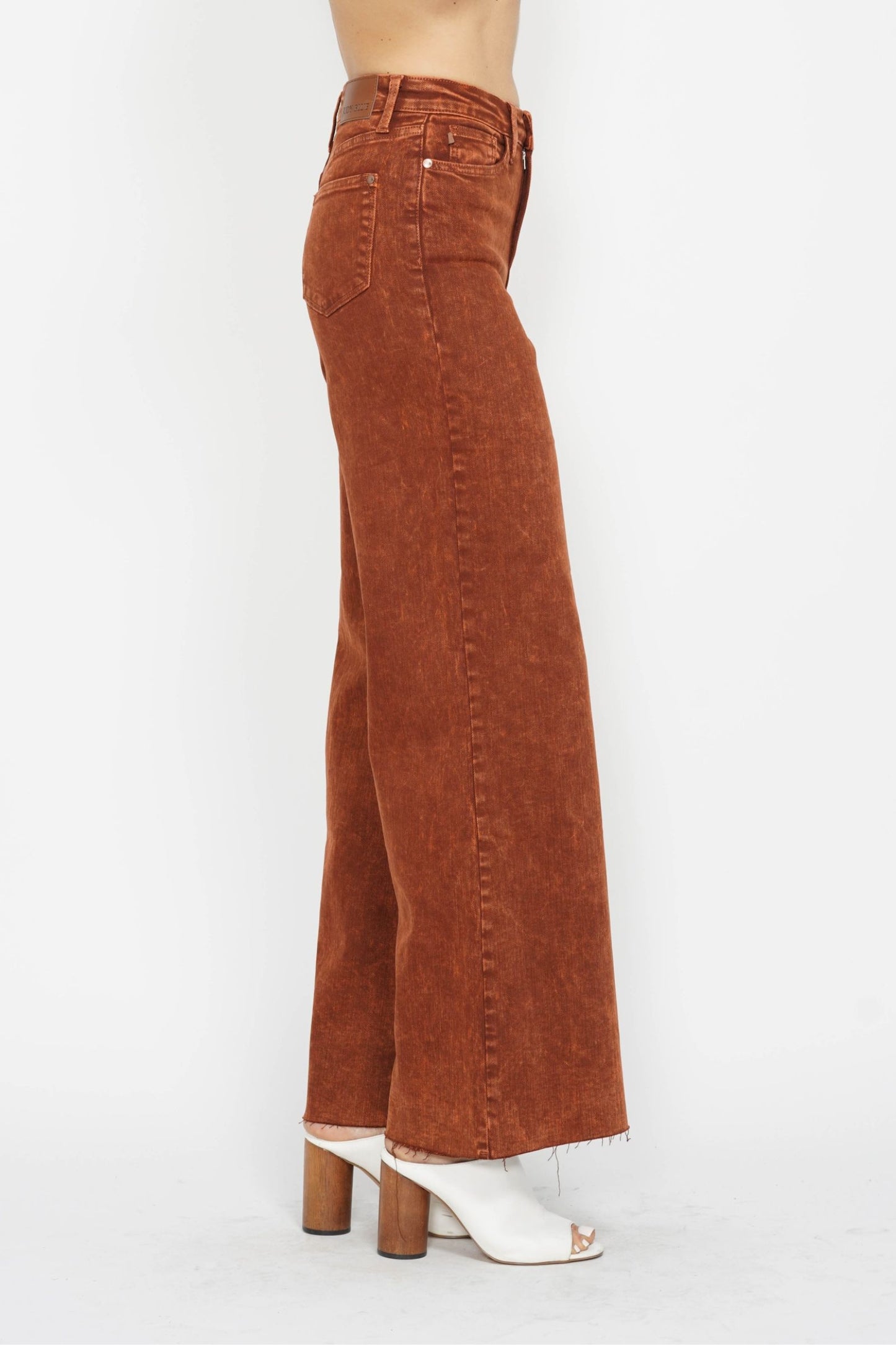 Judy Blue Pumpkin Spice High Waist Garment Dyed Retro Wide Leg Jeans