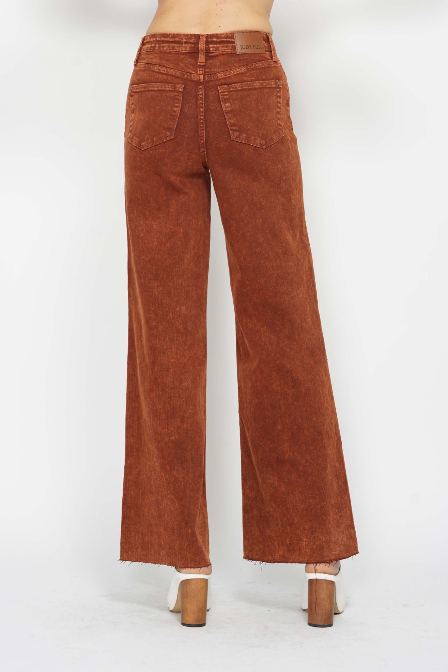 Judy Blue Pumpkin Spice High Waist Garment Dyed Retro Wide Leg Jeans