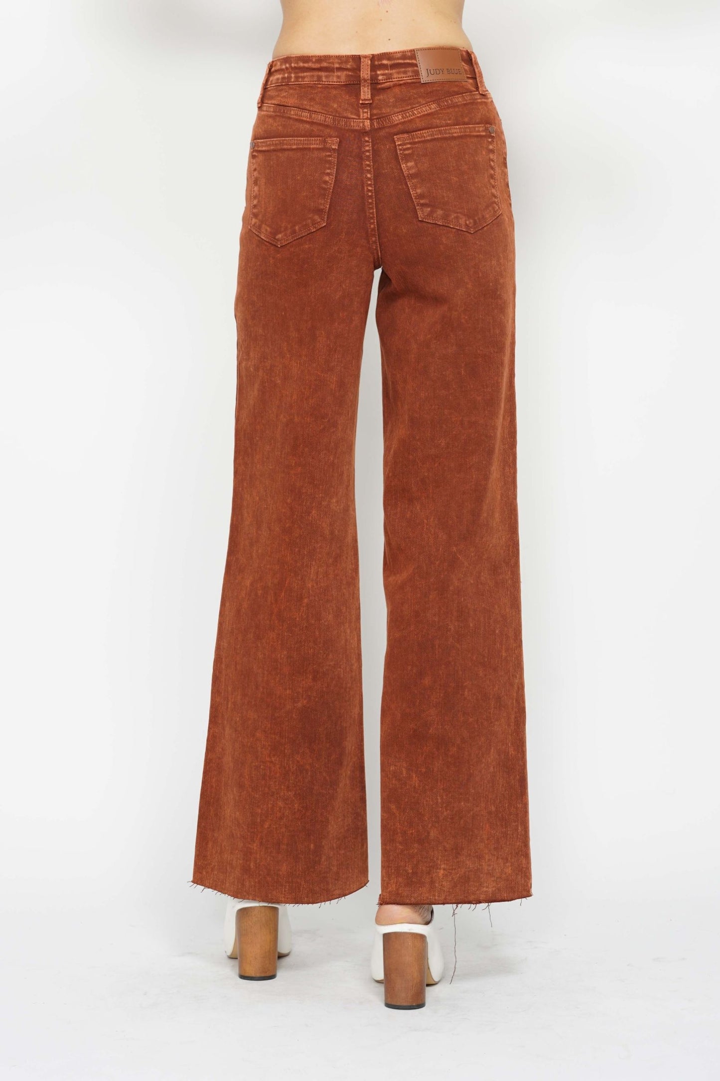 Judy Blue Pumpkin Spice High Waist Garment Dyed Retro Wide Leg Jeans