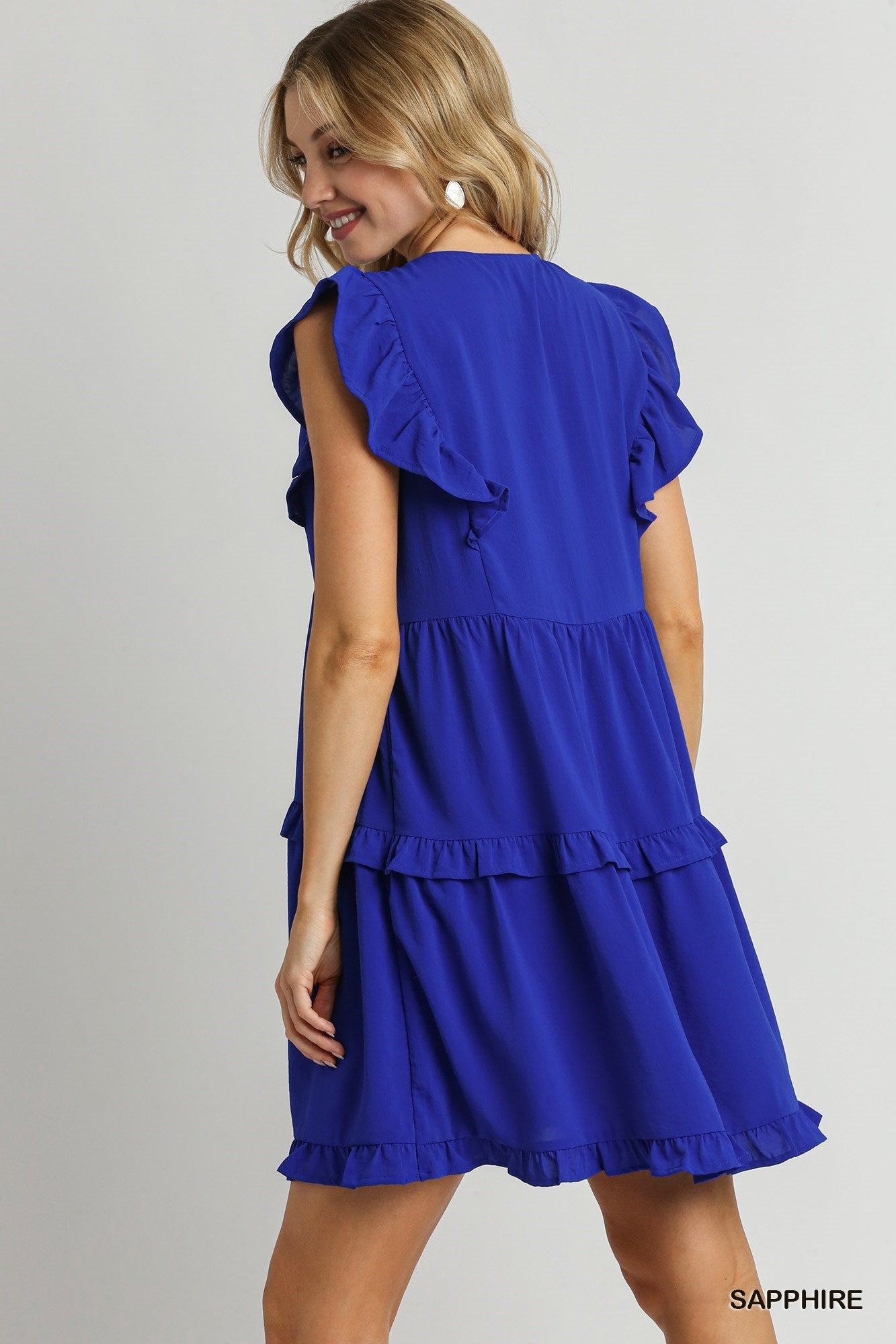 Blue is Your Color A-Line Flutter Sleeve Dress