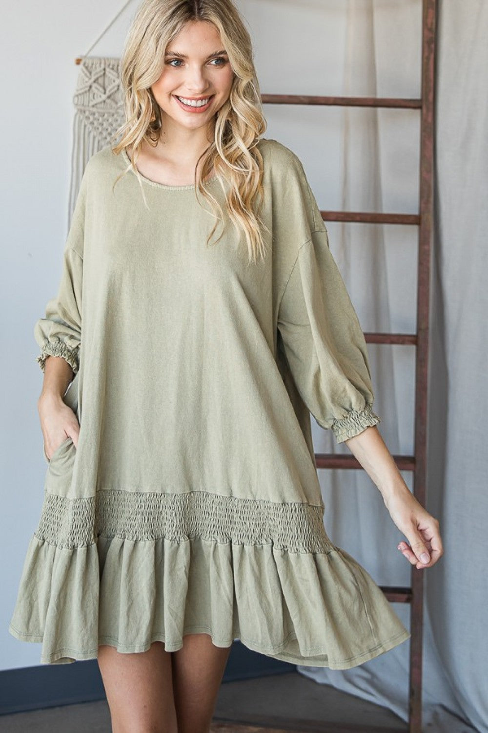 Mineral Wash Low Back Dress