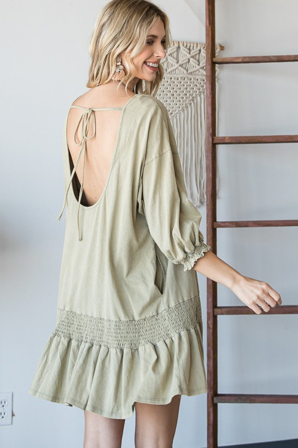 Mineral Wash Low Back Dress