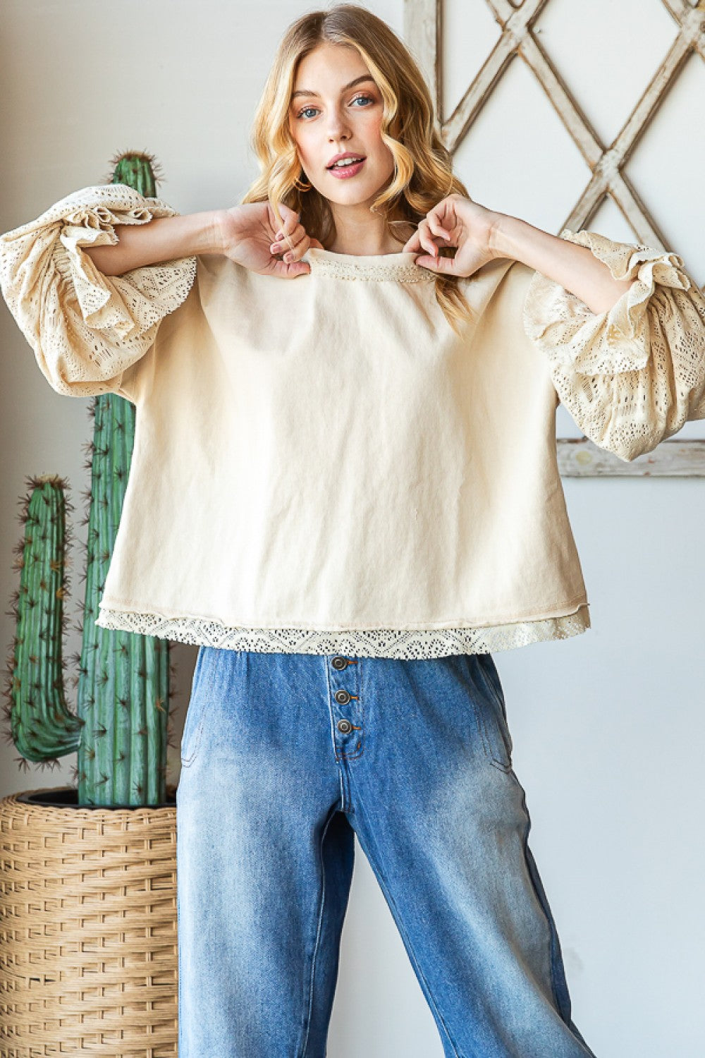 Lace Puff Sleeve Top