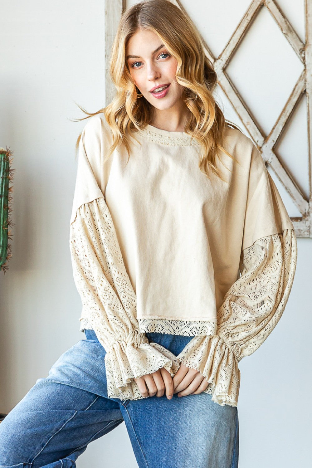 Lace Puff Sleeve Top